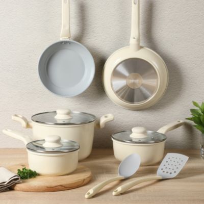 Barnsdall 10 Piece Premium PFA Free Ceramic Nonstick Aluminum Cookware Set W/ Kitchen Tools