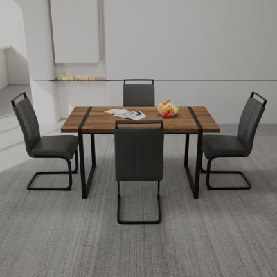 Streamdale 59" Rustic Dining Table & Armless Chairs Set (4