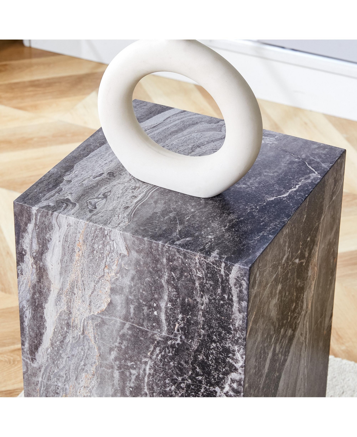 Simplie Fun Elevate your living space with this modern Mdf coffee table, which showcases gray textured patterns. It is characterized by stylish design