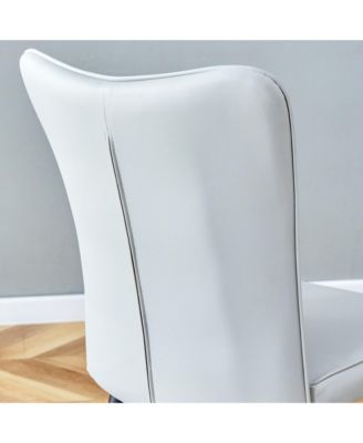 Table and chair set. Large modern white imitation marble patterned round table with black metal legs. Nice minimalism, comfortable seats and black metal legs.