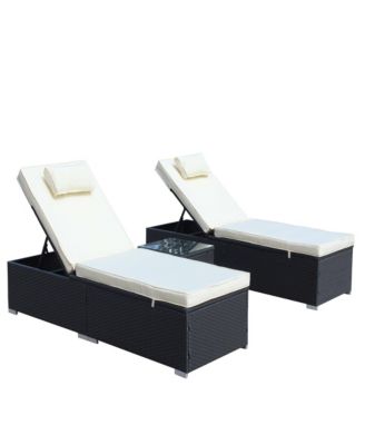 Streamdale 3-Piece Outdoor Chaise Lounge Set with Glass Table