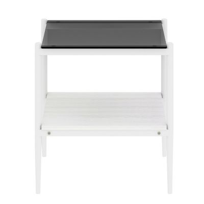  Gray Glass End Table, Set of 2