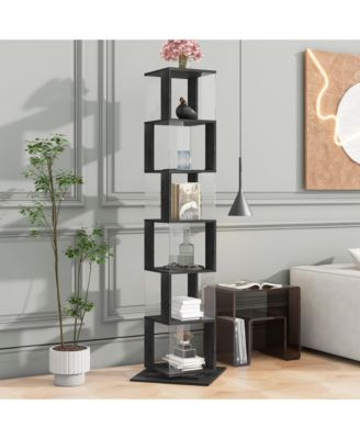 6-Tier Acrylic Bookshelf with Anti-Toppling Base