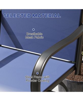 Outdoor Bar Stools with Armrests, Set of 2 360 Swivel Bar Height Patio Chairs with High-Density Mesh Fabric, Steel Frame Dining Chairs for Balcony, Poolside, Backyard, Navy Blue