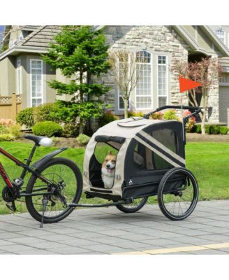 2-in-1 Pet Bike Trailer for Small Dogs, Road-Visibility Bicycle Stroller, Weather-Strong Bike Wagon Trailer Sidecar Attachment, White