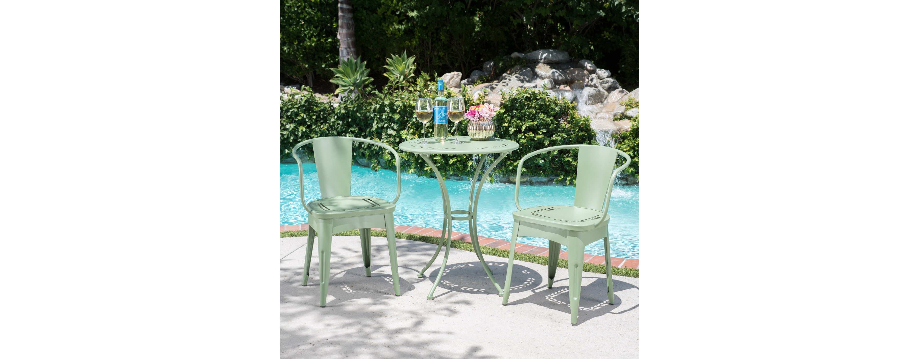 Whimsical 3-Piece Powder-Coated Metal Bistro Set