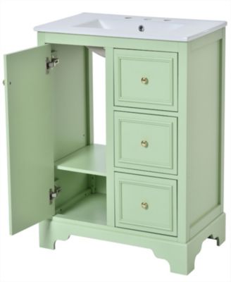 30-inch bathroom vanity with sink, modern elegant bathroom storage cabinet with 3 drawers and adjustable shelves, freestanding vanity set with mirror cabinet, single sink bathroom vanity
