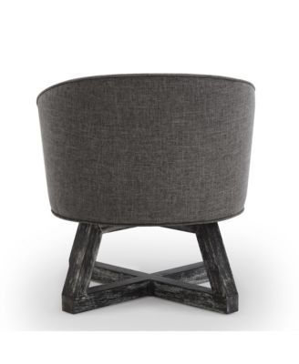 Linen Swivel Lounge Chair with Wood Base