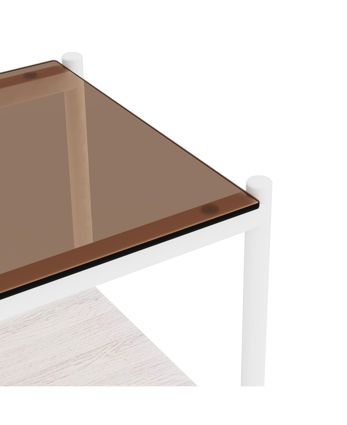 Streamdale Furniture Set of 2 Rectangle End Table, Tempered Glass Tabletop with Mdf layer, Modern Table for Living Room,Glass - Brown