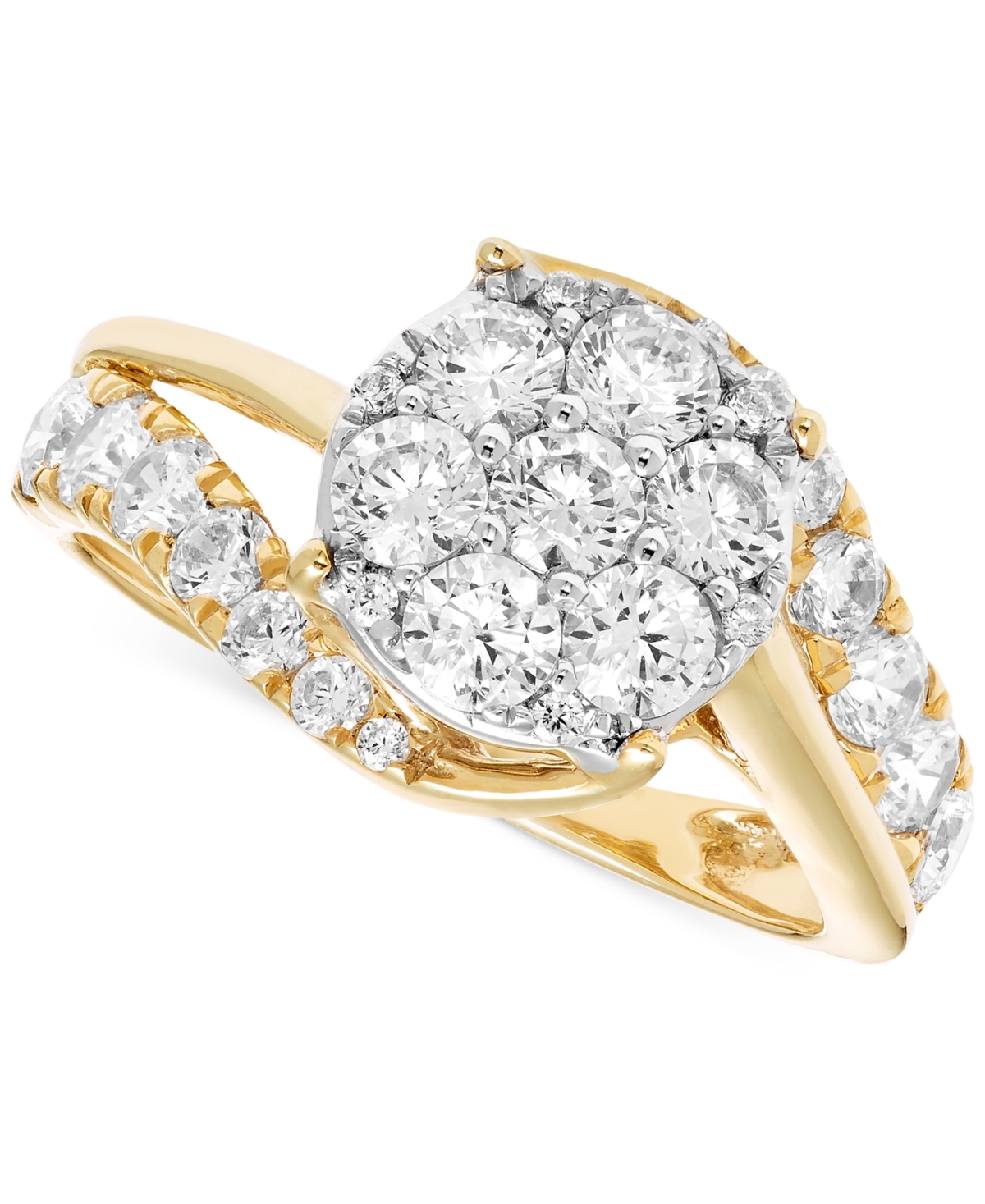 Macy's Diamond Cluster Swirl Ring (1-1/2 Ct. T.w.) In 14k Two-tone Gold In Two-tone Gold