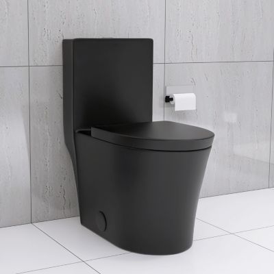 Streamdale Matte Black Dual Flush Elongated Toilet, 1000g Map