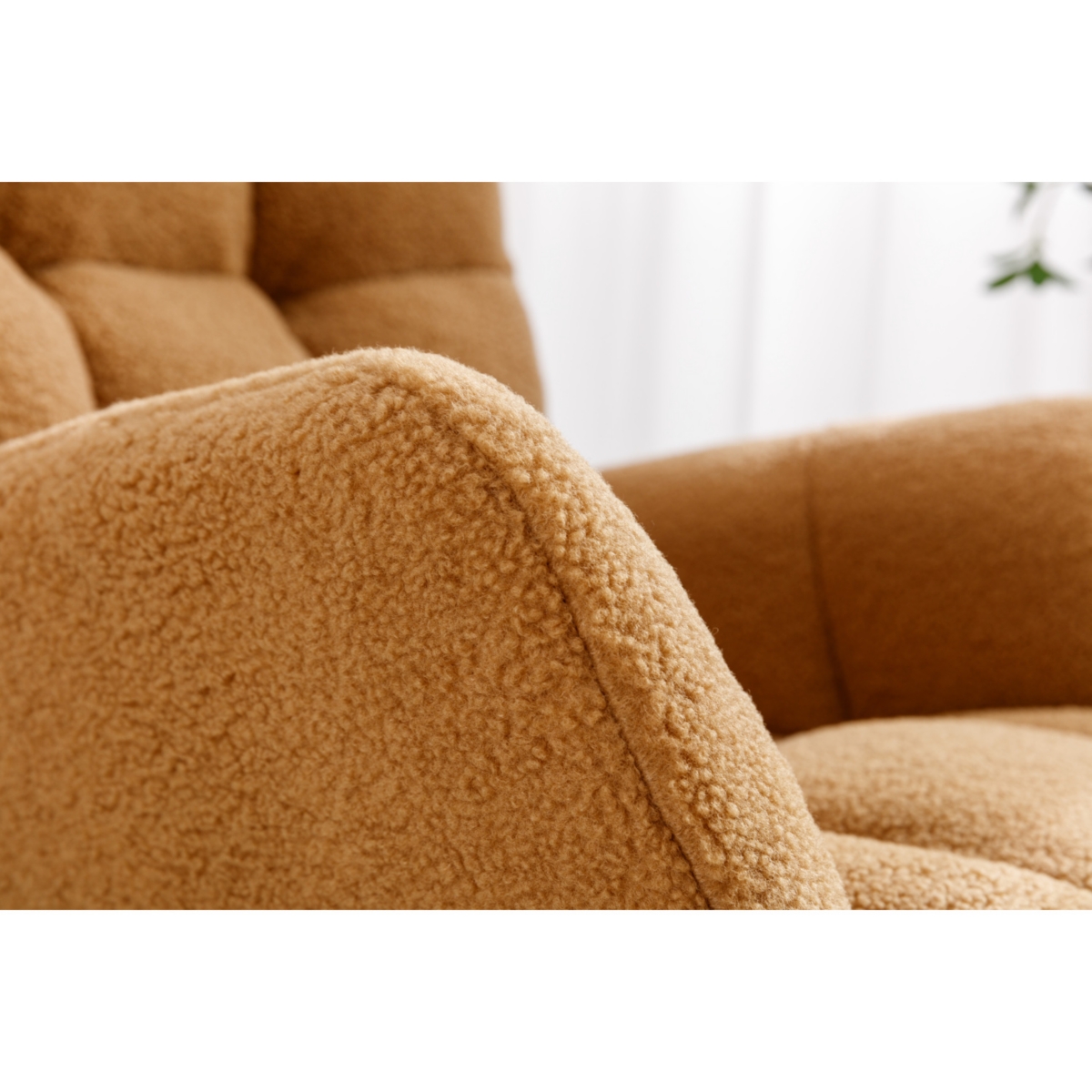 Simplie Fun Teddy Fabric Rocking Gilder Nursery Chair For Living Room Indoor, Khaki