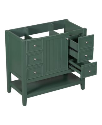 36" Bathroom Vanity without Sink, Cabinet Base Only, One Cabinet and three Drawers, Black