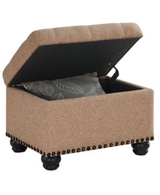 24" Faux Linen 5th Avenue Storage Ottoman