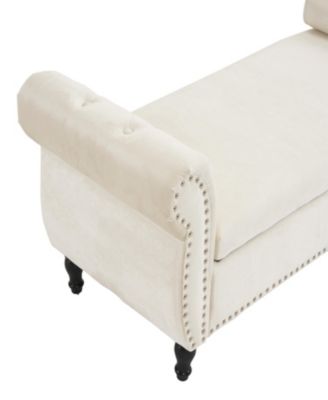 Streamdale Multifunctional Velvet Ottoman with Pillow, Beige
