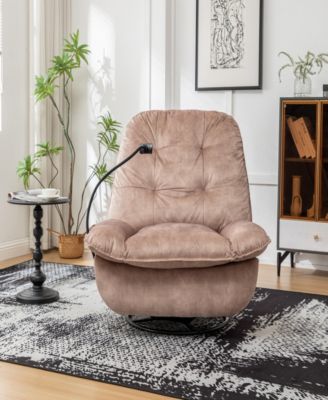Cozy Recliner with Reading Light & Velvet Upholstery