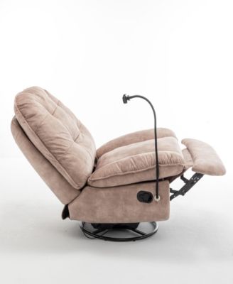 Cozy Recliner with Reading Light & Velvet Upholstery