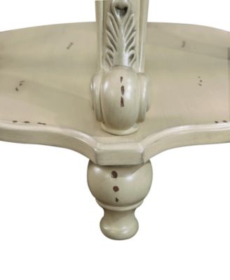 Two Tone Round End Table, Shelf, Beige/Espresso