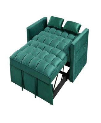 Modern flannel double sofa with folding bed, small double sofa with three in one convertible sofa bed, adjustable backrest and storage space, including pillows, perfect for living room or bedroom