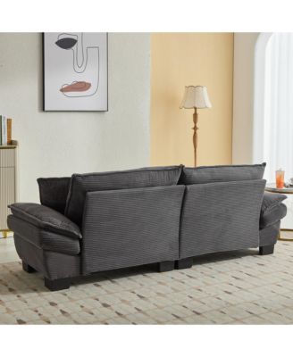 Corduroy Sleeper Sofa with Pillows