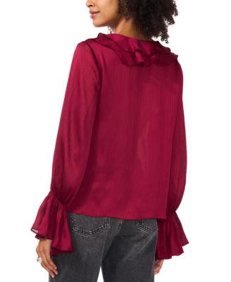 Women's Ruffled V-Neck Bell-Sleeve Top