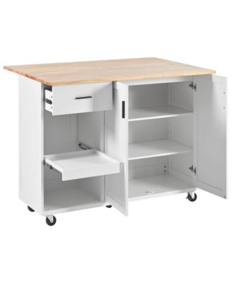 Kitchen Island Cart with Foldable Counter, Slide-Out Shelf, Wheels