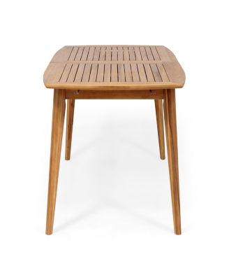 Outdoor Dining Set, Dining Chair Set of 6(Gray)+Acacia Wood Expandable Dining Table