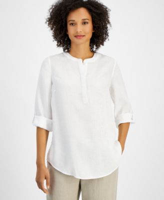 Charter Club - Women's Linen 3/4-Sleeve Tunic Top