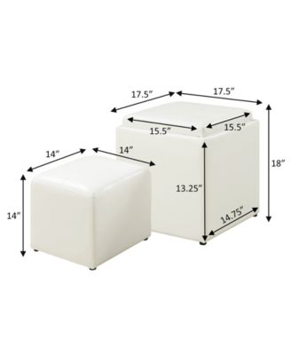 17.5" Faux Leather Park Avenue Ottoman with Stool and Tray