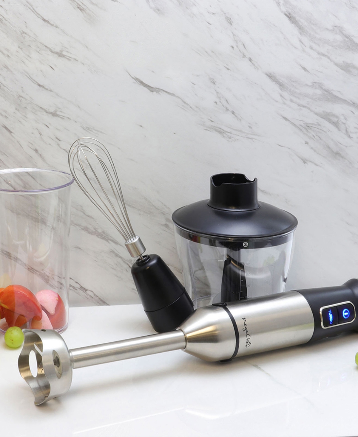 Megachef 4 In 1 Multipurpose Immersion Hand Blender With Speed Control And Accessories In Silver