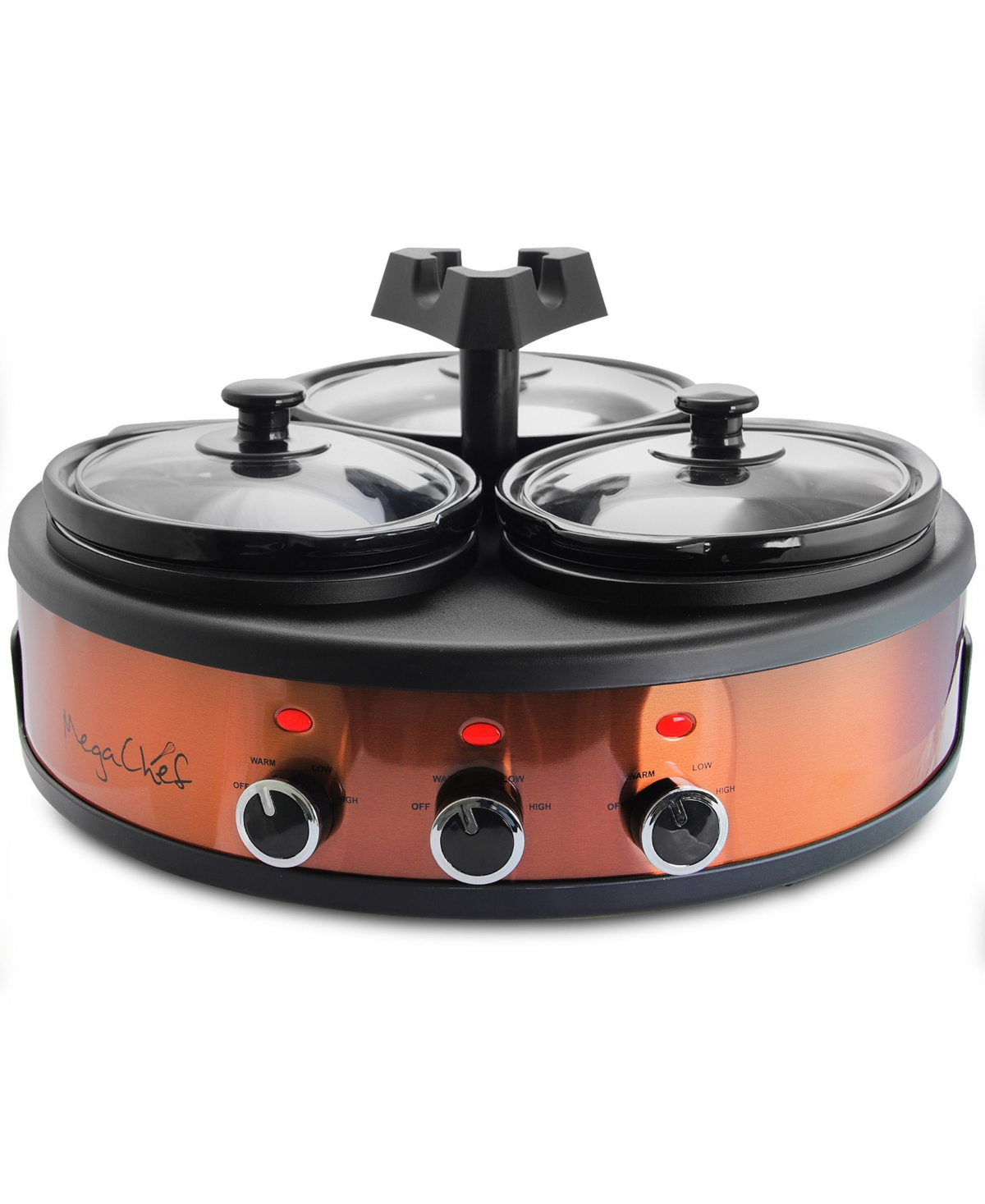 Megachef Triple 1.5 Quart Slow Cooker And Buffet Server In Copper