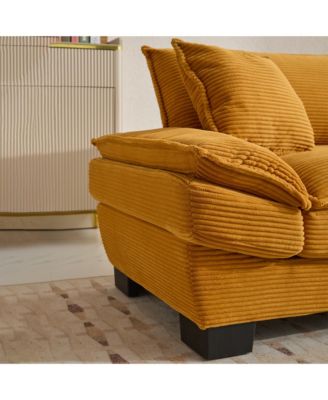 Corduroy Sofa Bed with Plush Pillows