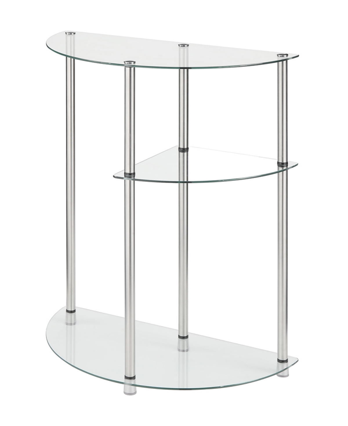 Convenience Concepts Designs2go Classic Glass 3 Tier Display Entryway Hall Table In Glass,chrome