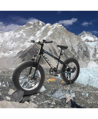 20 inch Fat Tire Bike Adult/Teen Full Shimano 7 Speed Mountain Bike, Dual Disc Brakes, High Carbon Steel Frame, Front Suspension, Mountain Dirt Bike, City Commuter City Bike, Fat Tire Bike