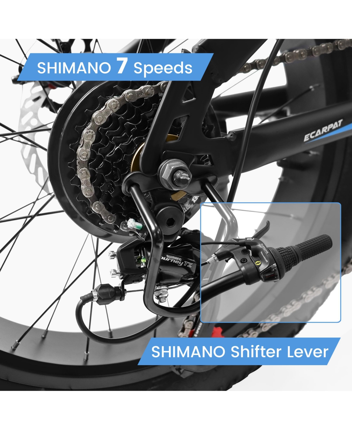Streamdale Furniture 20 inch Fat Tire Bike Adult/Teen Full Shimano 7 Speed Mountain Bike, Dual Disc Brakes, High Carbon Steel Frame, Front Suspension