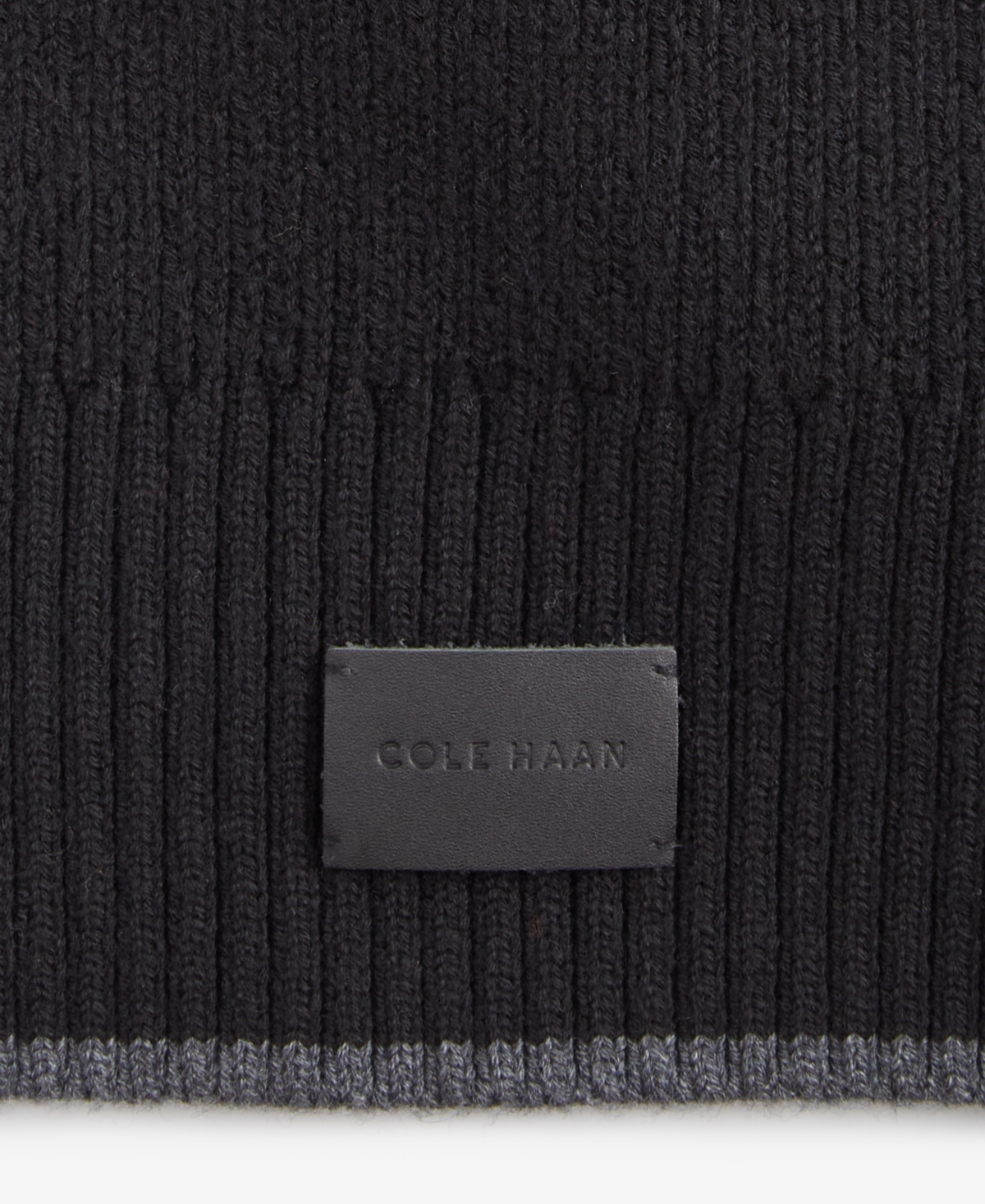 Cole Haan Men's Heritage Ribbed-knit Tipped Scarf In Caviar