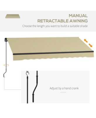 8' x 6.5' Retractable Awning, Patio Awning Sunshade Shelter with Manual Crank Handle, 280gsm UV Resistant Fabric and Aluminum Frame for Deck, Balcony, Yard, Beige