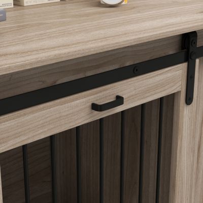 Dog Crate Furniture with Removable Divider for 2 Small Dogs or 1 Large Dog, 71" Modern Dog Kennel Furniture End Table with Storage, Double Doors, Walnut