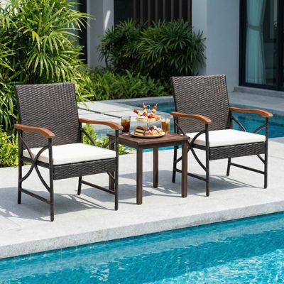 4PCS Patio PE Wicker Dining Chairs with Soft Zippered Cushions Armchairs
