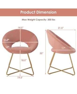 Set of 2 Modern Velvet Accent Chair Upholstered Vanity Leisure Chair Metal Legs