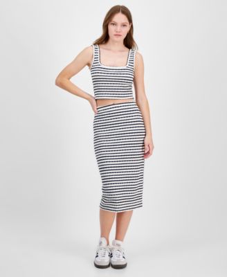 Planet Heart - Juniors' Textured Pull-On Midi Skirt