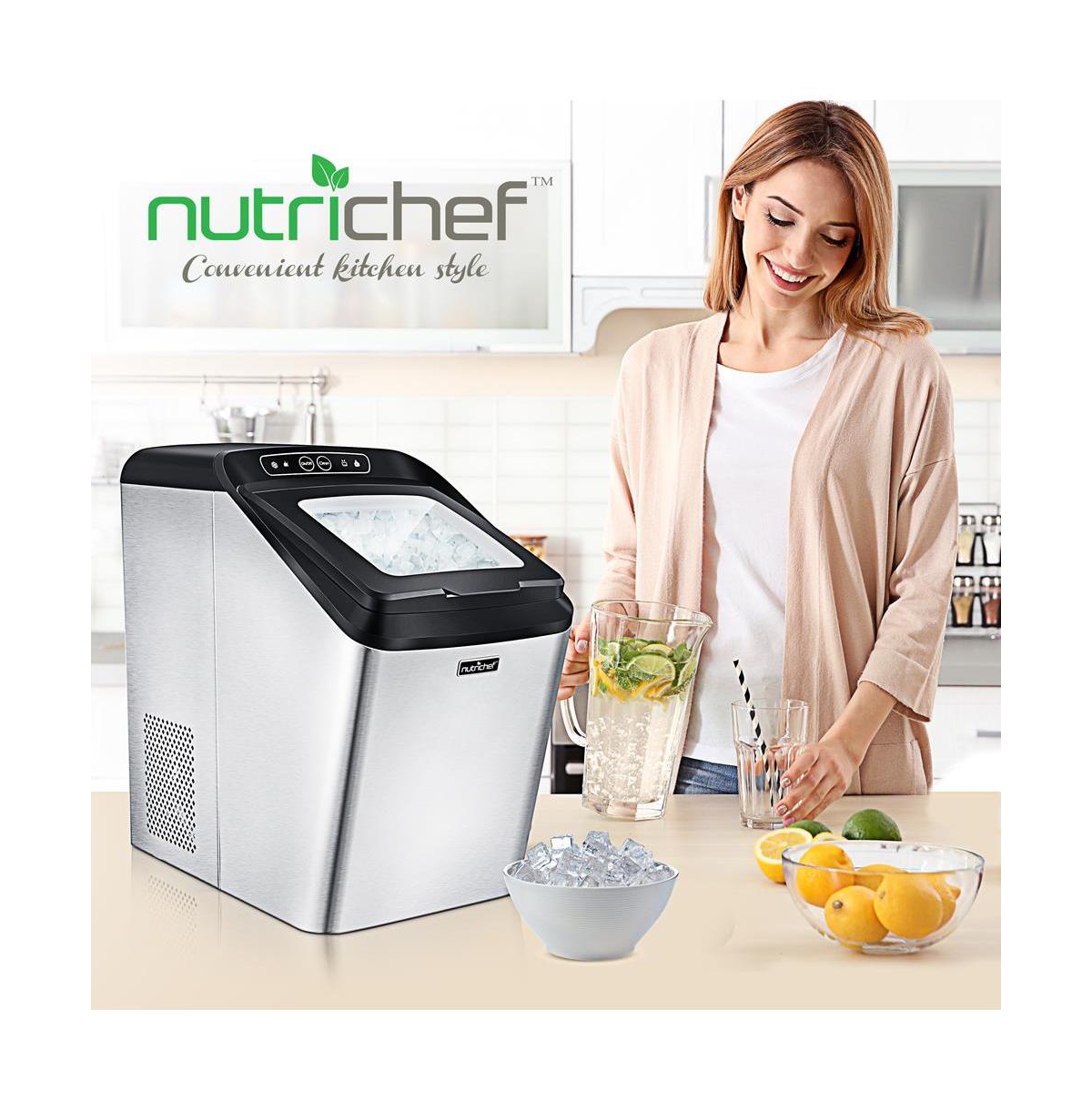 NutriChef Countertop Ice Maker Machine, lbs Daily Capacity, with Ice Scoop and Basket