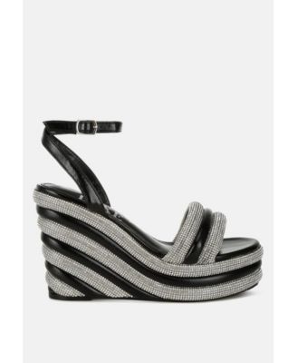 Womens My Bliss Rhinestone Studded Wedge Sandals