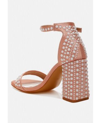 Womens Klebba Pearls Embellished Satin Sandals