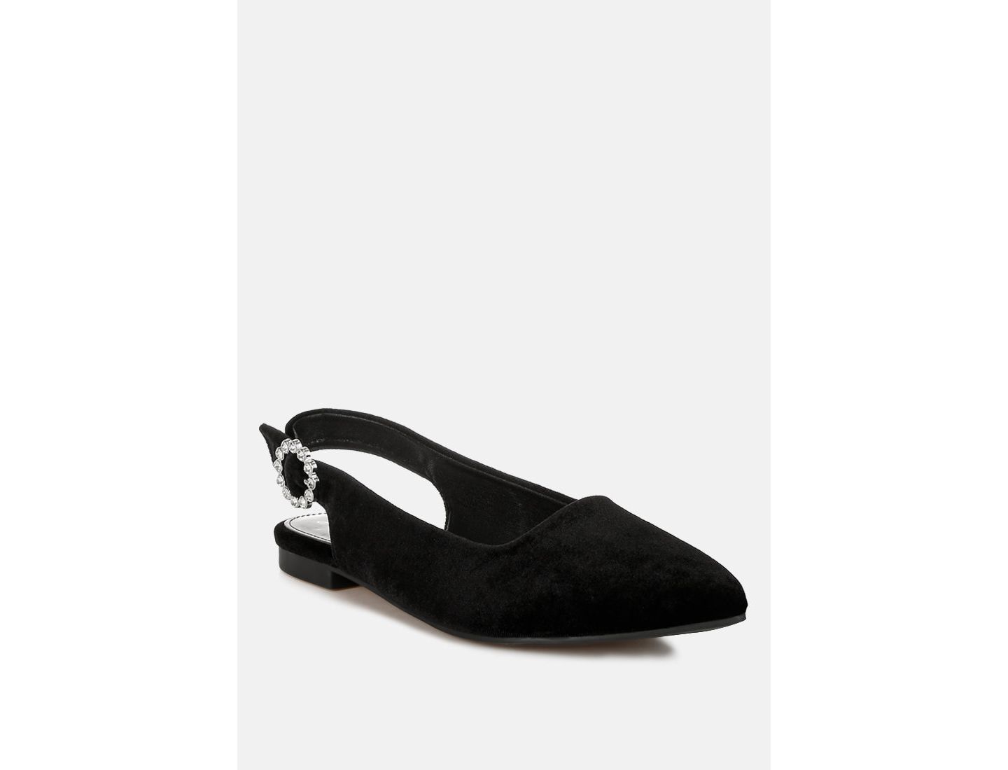 Женские сандалии London Rag Dolan Velvet Slingback Flats, цвет: Чёрный бархатный — фото 1