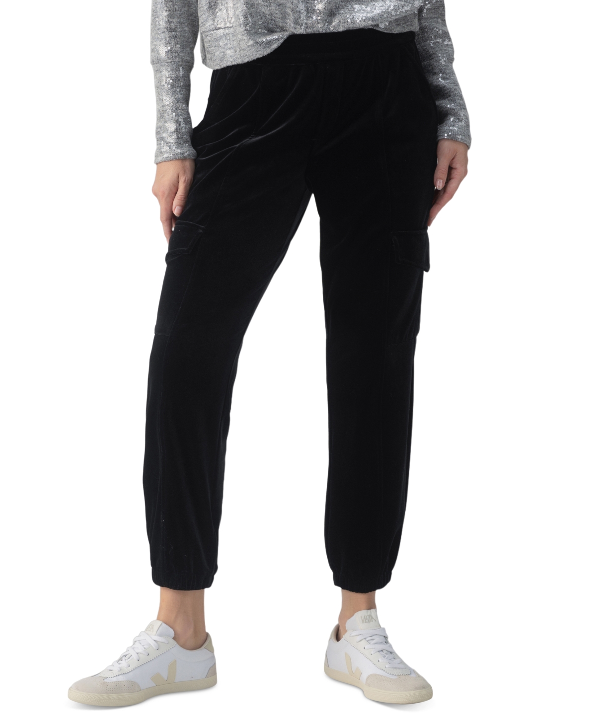 Sanctuary Women's Rebel Velvet Cargo Jogger Pants