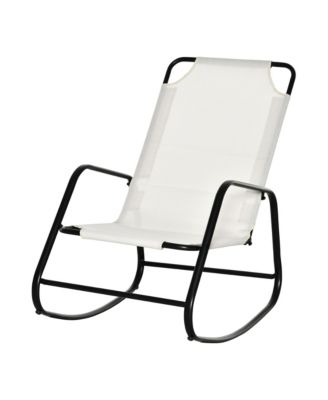 Garden Rocking Chair, Outdoor Indoor Sling Fabric Rocker for Patio, Balcony, Porch, Cream White