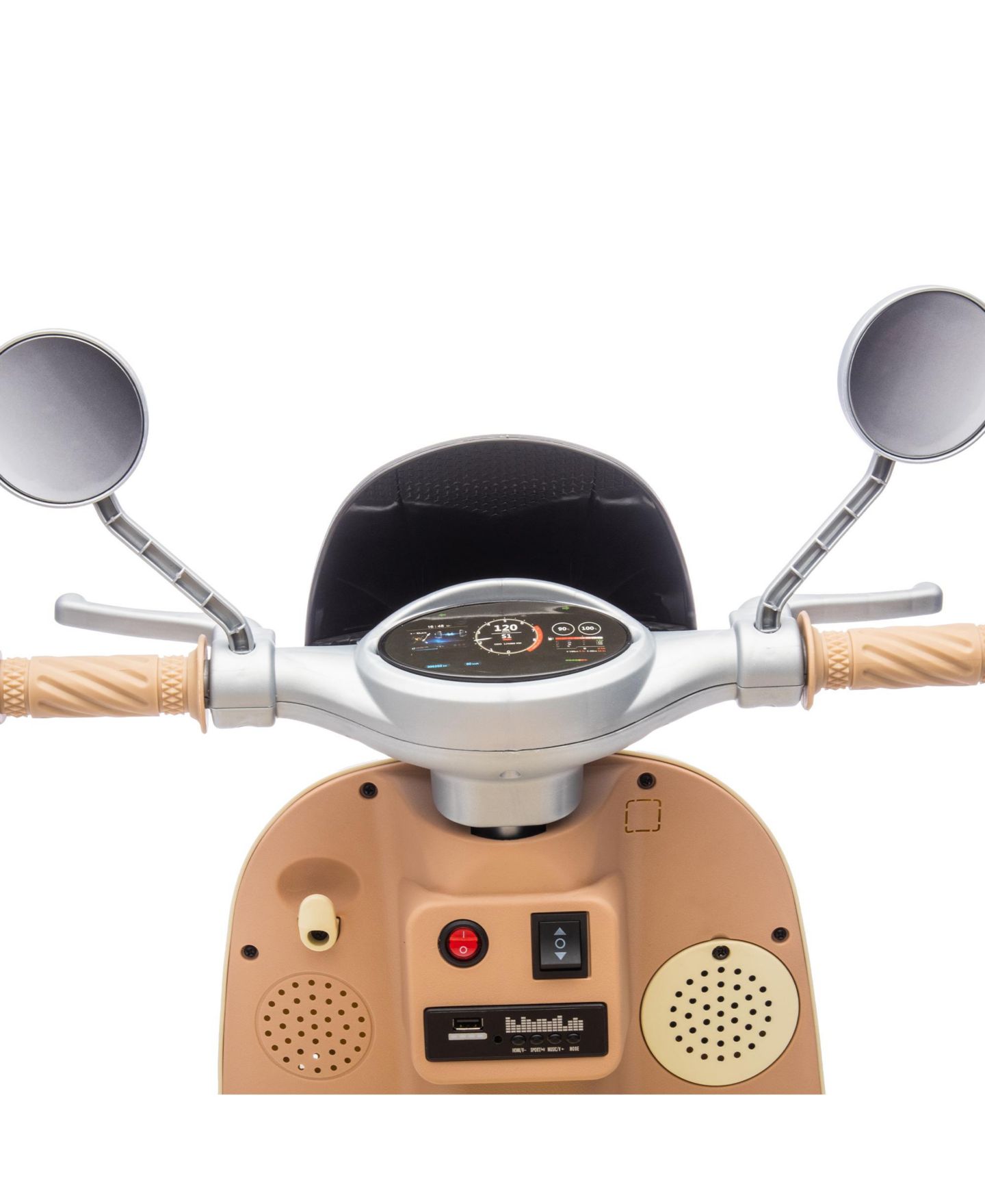 Детская игрушка Streamdale Furniture 3-Wheel Electric Kids Motorcycle with Storage Dual-Seat Ride-On Toy, 3–6 лет, цвет: Бежевый — фото 7