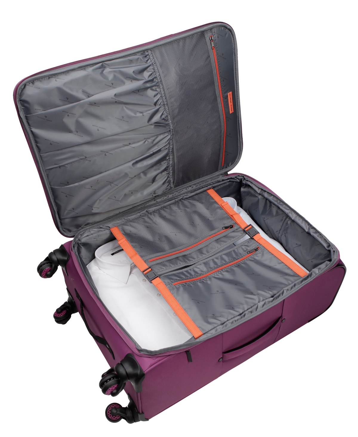 Sharper Image Travel Eva Molded 5 Piece Softside Luggage Set In Fuchsia
