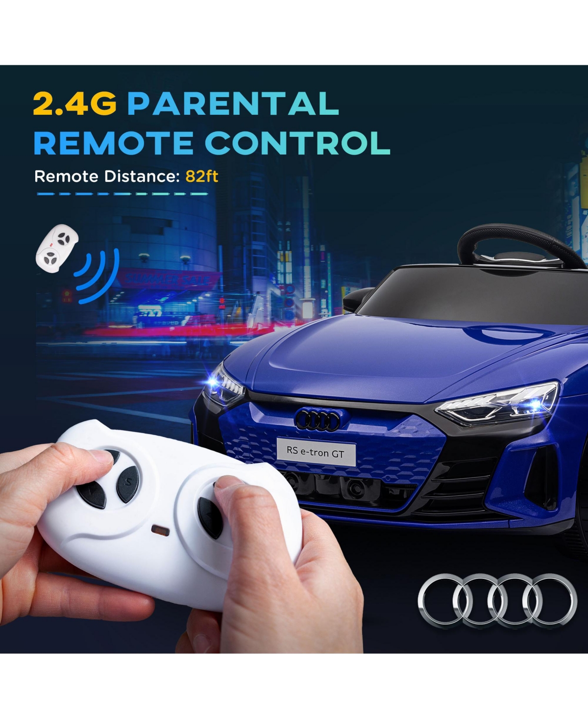 Streamdale Furniture Kids Ride on Car, 12V Licensed Audi Rs E-tron Gt 3.1 Mph Electric Car for Kids, Ride-on Toy for Boys and Girls with Remote Contro
